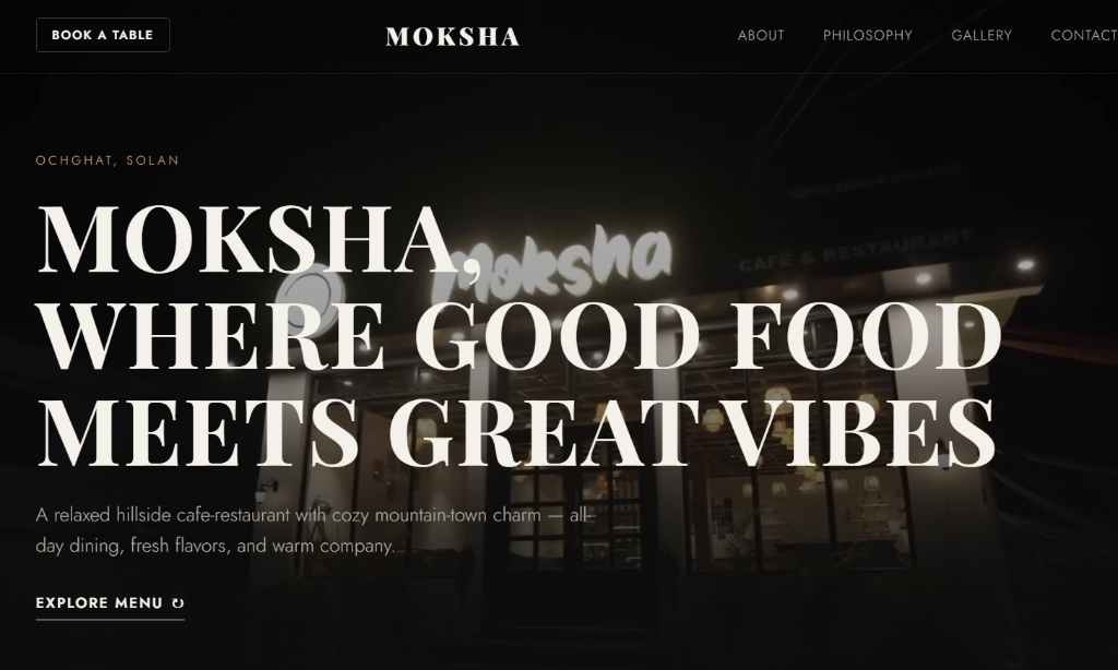 Moksha Cafe — Restaurant Website